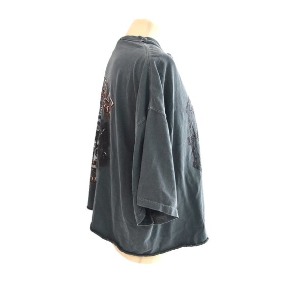 Harley Davidson Distressed CROPPED T-Shirt XXL Biker Graphic Vintage Grunge - Picture 4 of 10